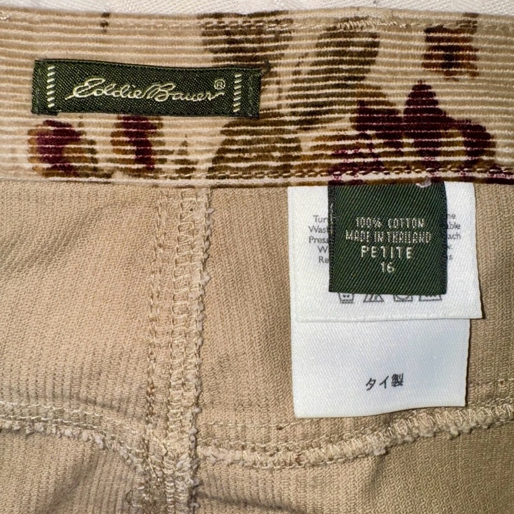 Eddie Bauer Y2K Tan Floral Jeans Style Corduroy Maxi Skirt, Sz 16P - Picture 10 of 14